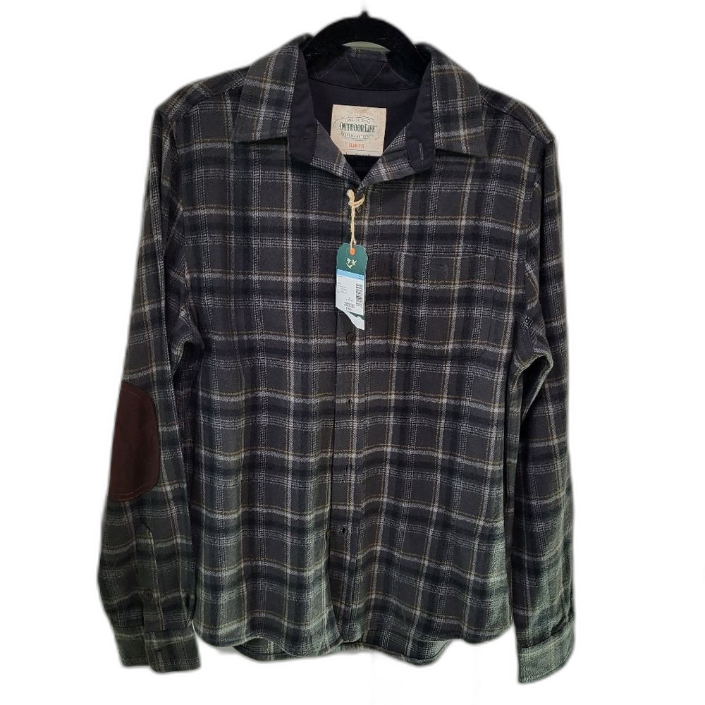 2/$30 NEW Quality Flannel Shirt with Patches on Sleeves